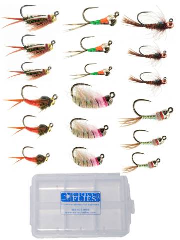 Jiggy Nymph Fly Collection: 18 Flies + Fly Box
